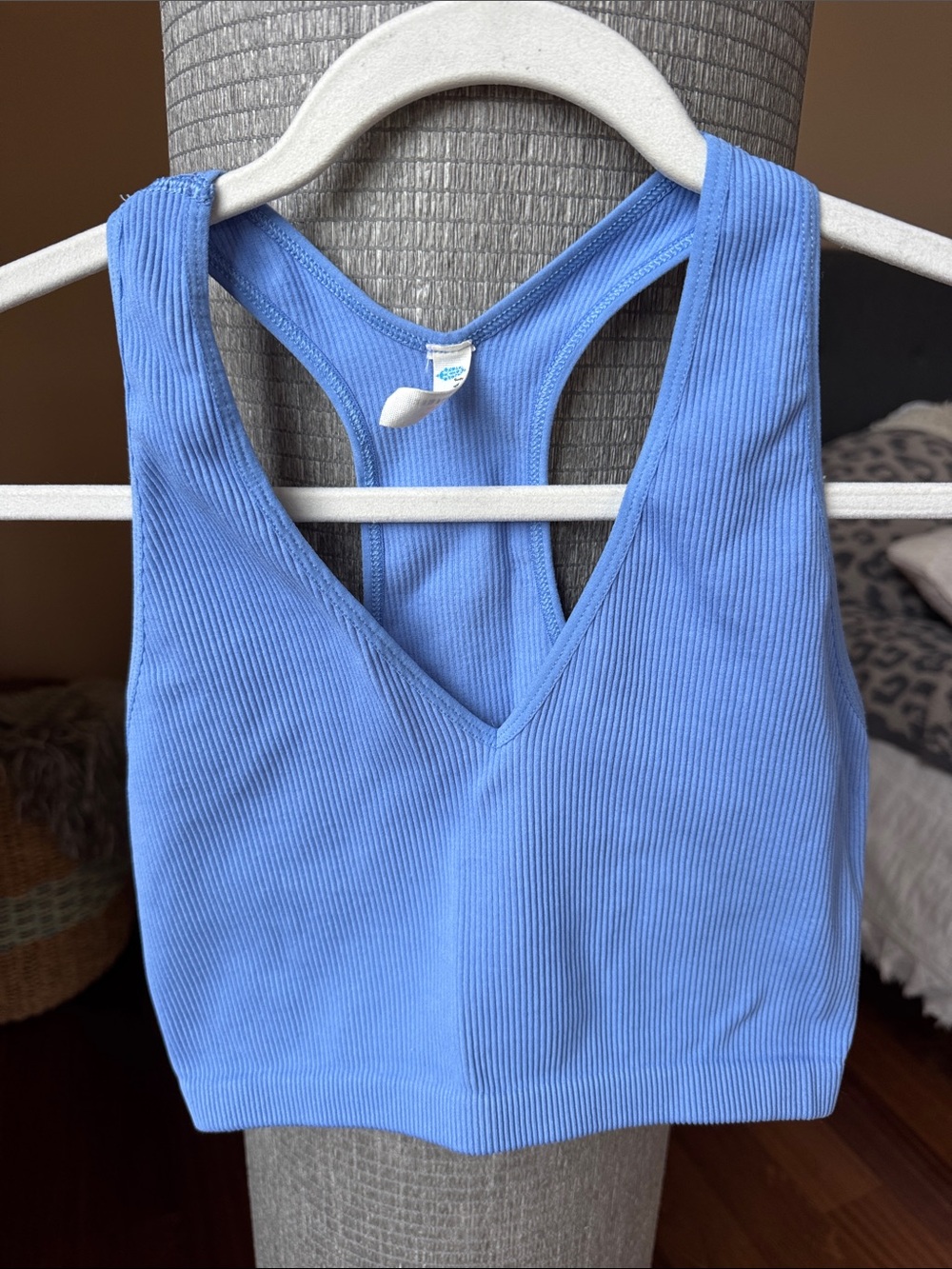 FP Movement by Free People Ribbed V-Neck Racerback Crop Tank in Periwinkle